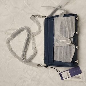 Rebecca Minkoff Mini Mac Pebble Leather Crossbody in Blue- Brantld New With Tags